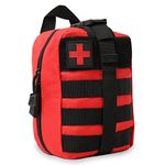 BITUOR Tactical First Aid Bag, Individual First Aid Kit Pouch,Tactical Molle Rip-Away EMT Medical Emergency Survival Bag Suitable for Home Workplace Camping Travel Tactical Molle First Aid Kit (Red)