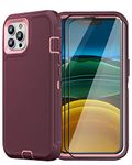 Design for iPhone 11 Pro Max Case with 2 x Tempered Glass Screen Protector, Military Grade Full Body Drop Protective Shockproof Heavy Duty Case for iPhone 11 Pro Max 6.5 Inch (Wine Red Pink)