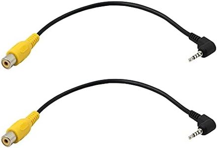 PNGKNYOCN Cable de 2,5 mm a RCA, paquete de 2, cámara de marcha atrás de 2,5 mm, enchufe macho a cable RCA, navegador GPS, vídeo, entrada AV, cable adaptador （20 cm）