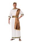 White Greek God Mens Costume with Brown Sash, Standard (1 Set) - Stunning Design, Perfect for Parties, World Book Day, Theme Nights, Events, & Halloween