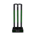 Cockatoo Premium Cricket Wicket Set l Heavy Duty Plastic l Black Fluorescent Green l Standard Size l 3 Stumps+2 Bails+1 Stand Set l Professional Quality for Cricket Ground, Match, and Tournament