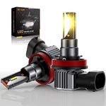 Zethors H11 LED Fog Light Bulbs,3000K Amber Yellow H11/H8/H16 Fog Lights,400% Brighter 60W 12000LM LED Fog Lamps,16 CSP Chips, Halogen Replacement DRL Bulbs for Rainy Snowy Foggy,Plug andPlay, 2 Packs