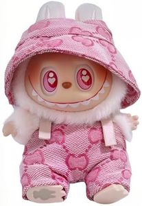 17cm Doll for Labubu Clothes with 2 Outfits - Stylish Fisherman Hat & Overalls Set for 17cm Dolls, Adorable Labubu Accessories for Play & Display (Style-D)