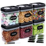 Chef's Path - Airtight Storage Boxes Set - 10 Labels and Markers - Kitchen and Pantry Storage - BPA Free - Plastic Storage Boxes with Upgraded Lids (6 Pieces - 1.5L)