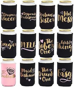 12-Pack Can Cooler Sleeves, 12 Assorted Designs Insulated Neoprene Holder Party Supplies - Bachelorette Party