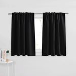 PONY DANCE Short Length Curtains for Kitchen, RV Curtain Tiers for Bedroom, Room Darkening Curtain for Bedroom, Width 29 x Length 36 inches, Black, 2 Pieces