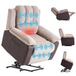 VIOLHEDO Riser and Recliner Chairs Electric Lift Recliner Armchair with Massage for Relaxing Comfort Velvet Recliner Sofa Brown Cord Riser Recliner Chairs for Elderly Ergonomic Home Livingroom Chair