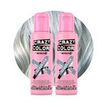 Crazy Color Metallic Graphite Semi-Permanent Duo Hair Dye. Highly Pigmented Silver Toner Conditioning & Oil Nourishing Vegan Formula | No Bleach or Ammonia | 200ml