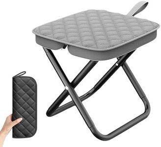 NEKSKA Foldable Backpack Stool Portable Folding Chair for Adults, Collapsible Camping Stool with Carry Strap & Storage Pouch, Heavy Duty Compact Travel Seat for Hiking Fishing Outdoor (Grey)