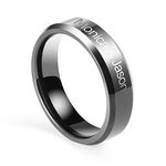 Ruibeila Custom Name Tungsten Rings for Men Women, 6MM Black/Silver Tungsten Carbide Ring Personalized Couples Rings Wedding Band Engagement Promise Rings,Size 7 to 12