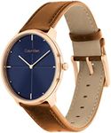 Calvin Klein Iconic Brown Leather Blue Dial Unisex Watch