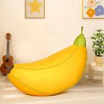 Amazon Brand - Solimo Bean Bag Chair for Kids | Filled with Beans | Capacity: Upto 5 Ft Height, 60 Kg Weight | Yellow_Banana
