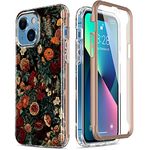 Esdot for iPhone 13 Case with Built-in Screen Protector,Military Grade Rugged Cover with Fashionable Designs for Women Girls,Protective Phone Case 6.1" Flower Garden