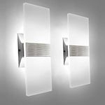 KICAAO Modern Wall Sconces Set of Two, Led Wall Light 10w, 6000k White Light Up Downlight, Hardwired Acrylic Wall Light Lighting, Suitable for Living Room Corridor Bedside (Cool White 6000K 2Pack)