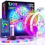 TJOY 100ft Led Lights for Bedroom, Music Sync RGB LED Strip Lights, Bluetooth Led Light Strip with APP and Remote Control, Color Changing Rope Lights, LED Tape Light for Teen, Room Decor/50ft *2
