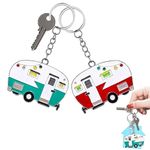 TrustBlai Camper Keychain, 2 Pack RV Key chain Set, Camper Accessories Gift for Travel Trailers, Cute Keychain Car Key for Men Women (red+green)