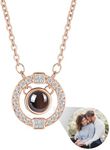 VBAIFAyy Custom Photo Pendant - Personalized Keepsake Jewelry Gift with Picture Inside,Women's Identification Pendant (Style1-Rose Gold)