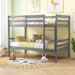 GORELAX Bunk Bed Twin Over Twin Size, Space Saving Wood Bed Frame w/Under Bed Storage, Ladder & Guardrail, Ideal for Dorm & Multichild Family, Bunk Bed for Kids, Teens, Sleepovers, Adults (Grey)