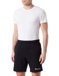 Champion Men's Legacy Icons Pants-Small Script Logo Powerblend Terry Bermuda Shorts, Black, S