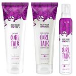 Not Your Mother's Curl Talk Defining Curl Cream, Gel and Mousse for Styling Frizz Control (Pack of 3) - 240g Cream, 180g White Mousse