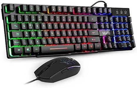 Gaming Keyboard and Mouse Set,Mafiti RK101 7 Rainbow Backlit Keyboard with Mechanical Feeling Breathing Light for Working or Gaming, UK Layout