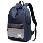 VASCHY Backpack for Men,Water Resistant 15inch Laptop Daypack Lightweight School Bag Casual Rucksack for Teens Boys College Travel Work Business Navy Blue