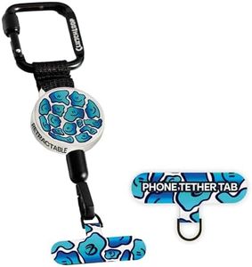 ClutchLoop Anti-Theft Phone Tether - Universal Adhesive Anchor, Retractable Steel Line and Locking Carabiner (Turquoise)