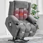 Power Lift Recliner Chair with Massage and Heat for Elderly Adults Lazy Boy Single Sofa Seat with 3 Positions 2 Side Pockets Cup Holders USB Ports Remote Control