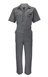 Natural Uniforms Mens Short Sleeve Coveralls Zippered Regular Size Grey, Medium