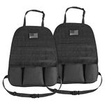 JoyTutus Car Seat Back Organizer, 2 Pack Universal Molle Seat Back Organizer, Tactical Molle Vehicle Panel Car Seat Cover Protector Fit Vehicles SUV Truck MPV Pickup with 3 Storage Pouch - Black