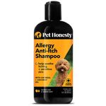 Pet Honesty Allergy Anti-Itch Shampoo for Dogs and Cats - Help Reduce Itching, Moisturizing and Hydrating Essential Oils, Deodorizing Coat, Coconut Oil + Vitamin E - 16 oz