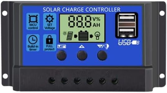 [Upgraded] 30A Solar Charge Controller 12V/ 24V Solar Panel Charge Controller Intelligent Regulator with Dual USB Port Auto Parameter LCD Display and Timer Setting ON/Off Hours