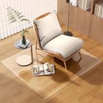 [Tempered Glass] 127 x 112cm Beveled Edge Glass Chair Mat with Polished Edge Clear Office Chair Mat, Glides Smoothly, Suitable for Carpet or Hardwood Floors