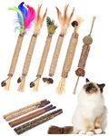 Silvervine Cat Chew Sticks with Natural Feather, 12 Pack Catnip Chew Toys for Kittens Teeth Cleaning, Matatabi Dental Care, Increase Appetite, Aggressive Chewers Cat Dental Toy