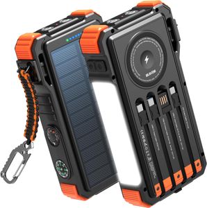 BLAVOR 20000mAh Solar Power Bank – Fast Charging, USB-C, Wireless, Camping Light
