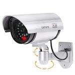 LETURE IR Security CCTV False Outdoor Camera Fake Dummy Security Camera Realistic Looking Dummy Security CCTV Fake Bullet Camera with Flash Light