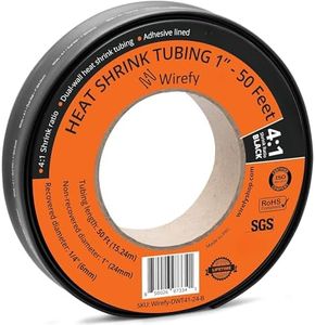 Wirefy 1" Heat Shrink Tubing - Large Diameter - 4:1 Ratio - Adhesive Lined - Industrial Heat-Shrink Tubing - 50 Feet Roll - Black