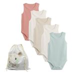 bistyle Baby Bodysuits Vests I Organic Cotton Sleeveless Bodysuit for Boys and Girls Newborn Pack of 5 I Infant Toddlers Bodysuit in Cloth Bag