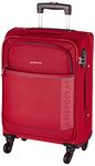 Aristocrat Baleno 58 Cms Small Cabin Size Polyester Soft Sided 4 Wheels Spinner Luggage/Suitcase/Trolley Bag-Red