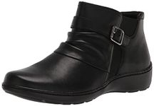 Clarks Women's Cora Rouched Boot, Black Leat, 6.5 M US