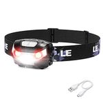 LE Rechargeable LED Headlamp, Dimmable Flashlight Headlamp with 5 Light Modes and Adjustable Headband, USB Cable Included, Rechargeable Headlights for Camping Hunting Climbing Running Outdoor