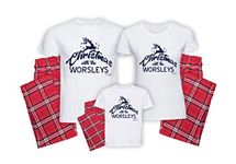 Personalised Christmas with the Surname Matching Family Pyjamas Red Tartan Gift Baby Child Adult Christmas Eve Box Present Family Time Fun