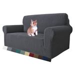 MAXIJIN Super Stretch Couch Cover for 2 Seater Couch, 1-Piece Universal Love Seat Covers Jacquard Spandex Sofa Protector Dogs Pet Friendly Fitted Loveseat Slipcover (2 Seater, Grey)