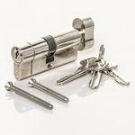 High Security TS007 1 Star Thumbturn Euro Cylinder Lock, British Standard, Insurance Approved Barrel Lock and Key Sets. UPVC Door Locks. (40mm Internal x 40mm External (80mm Total)), Chrome