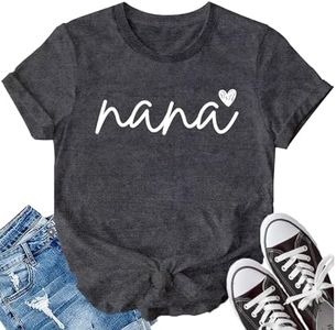 LBP Nana Shirt for Women Grandma Life T-Shirt Funny Letters Love Printed Short Sleeve Bless Grandma Tee Top, Grey, XX-Large