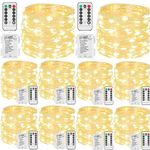 Beieverluck 10 Pack 33FT 100 LED Fairy Lights Battery Operated Fairy Lights with Remote and Timer Waterproof String Lights Outdoor Indoor for Bedroom Wedding Christmas Decorations, Warm White