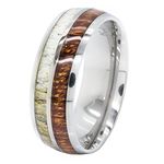 Kingsway Jewelry Natural Deer Antler Ring with Koa Wood Inlay - Unisex Titanium Hunter Ring #DAR4, Wood