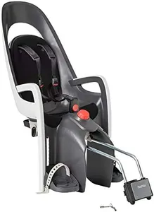 Hamax Caress Rear Child Bike Seat - Frame Mount, Ultra-Shock Absorbing, Adjustable to Fit Kids (Baby-Toddler) 9 mo-48.5lb. (Grey/White)