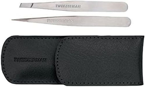 Tweezerman Petite Tweezer Set, Black Leather Case