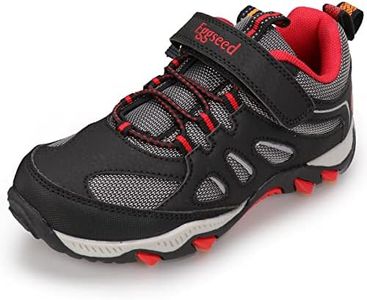 Eggseed Boys Hiking Shoes Kids Sneakers Outdoor Waterproof Athletic Running Slip Resistant ComfortableSize 12 Black red